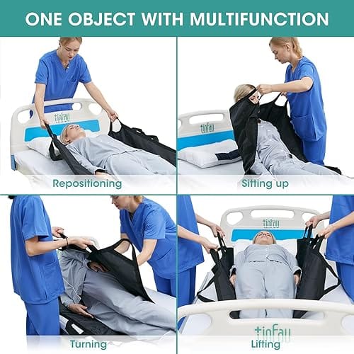 Patient Transfer & Positioning Mat – Reinforced Handles, Lifting, Turning & Repositioning Sheet for Caregivers
