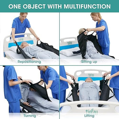 Patient Transfer & Positioning Mat – Reinforced Handles, Lifting, Turning & Repositioning Sheet for Caregivers