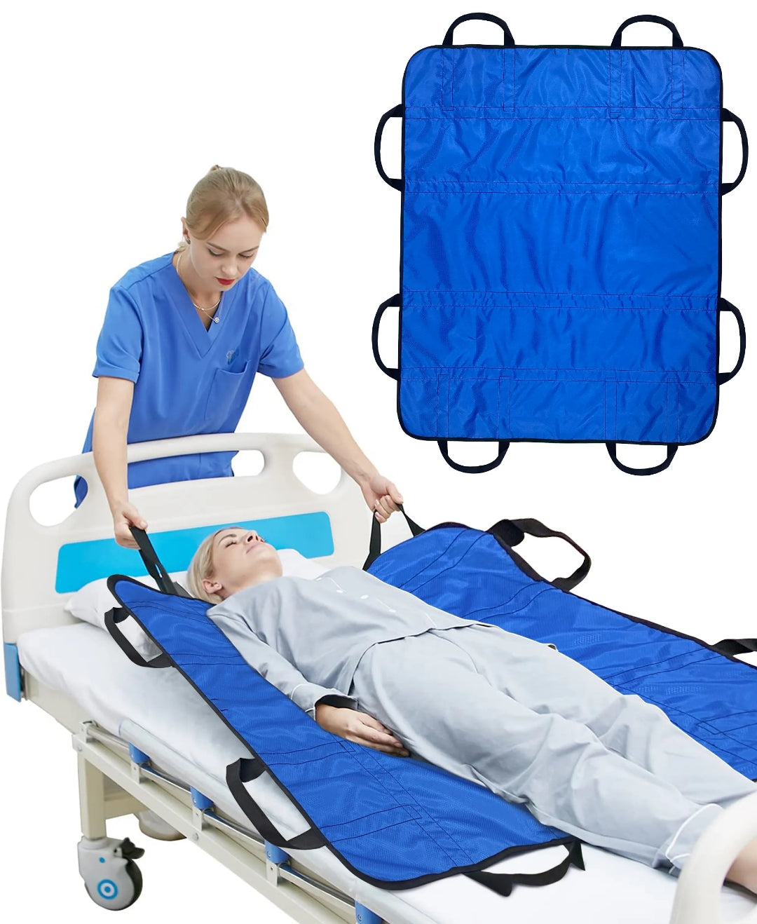 Patient Transfer & Positioning Mat – Reinforced Handles, Lifting, Turning & Repositioning Sheet for Caregivers
